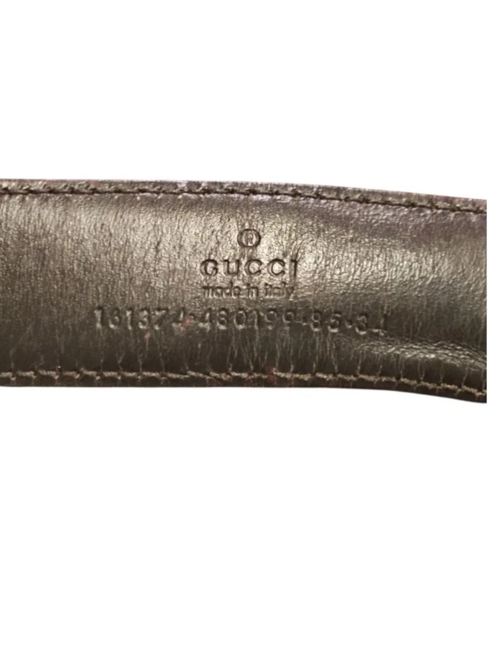 Gucci Brown Leather Belt with Gold Buckle, One Size